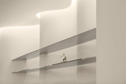 Fragrance is pictured on a metal shelf