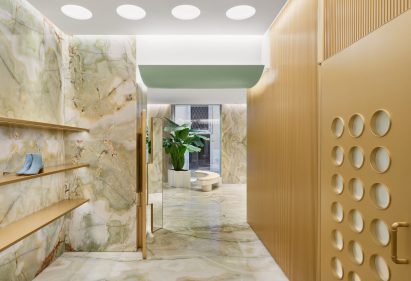 Circular details are built into doors