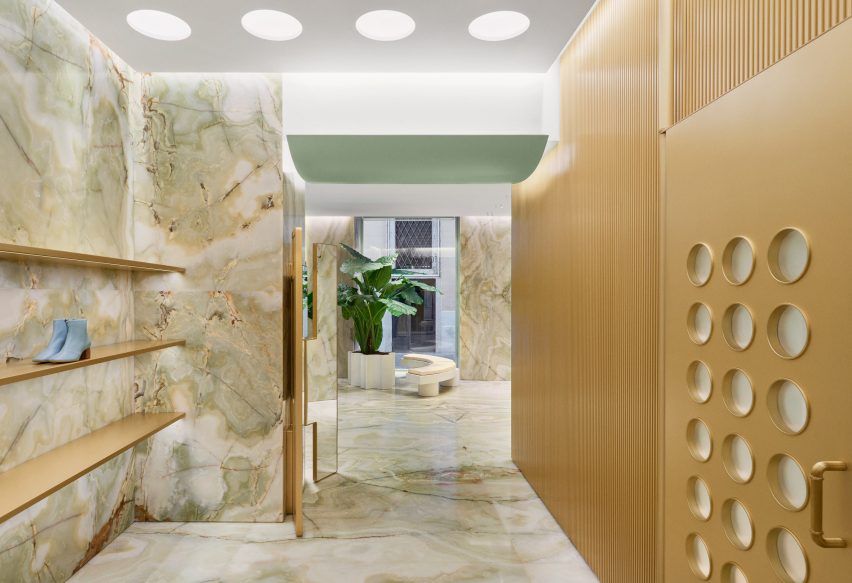 Circular details are built into doors