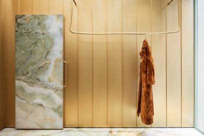 Clothes hanging on a rail at the Forte Forte store