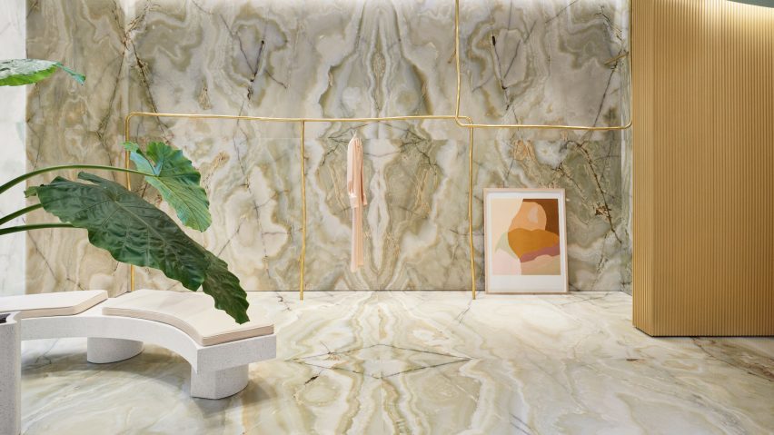 Brass and onyx are combined at the boutique