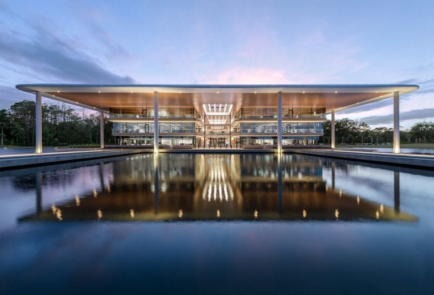 The PGA Tour headquarters is surrounded by a lake