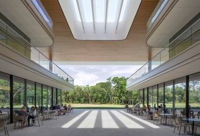 The veranda roof protects the office building from the sun