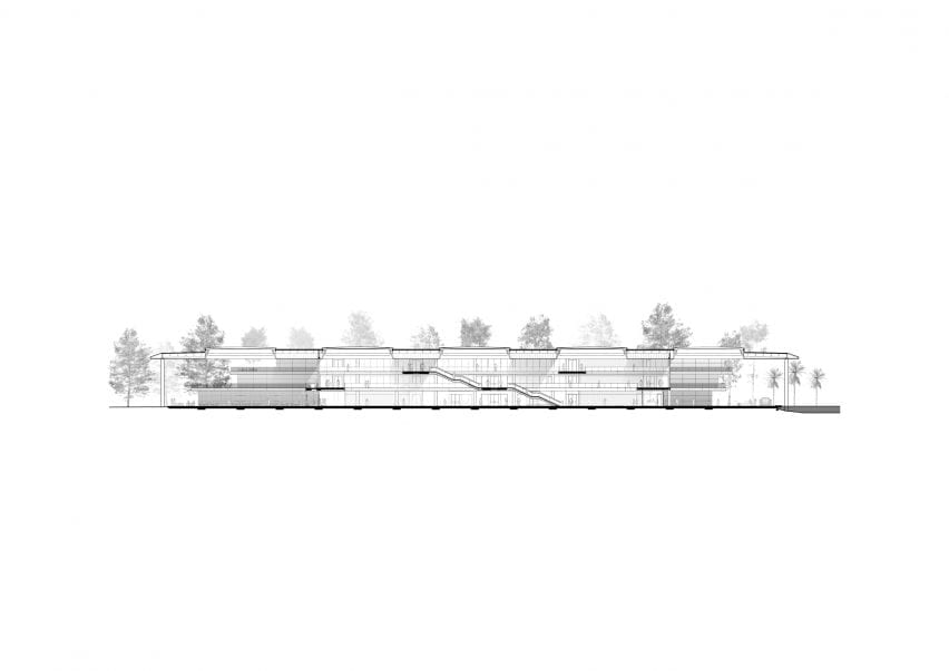 Section drawing of the headquarters
