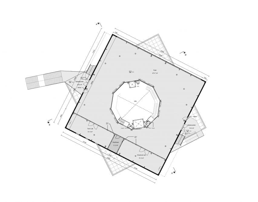 The first floor plan of Harbour Experience Centre by MVRDV