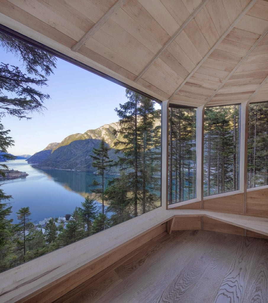 Windows wrap around the cabins