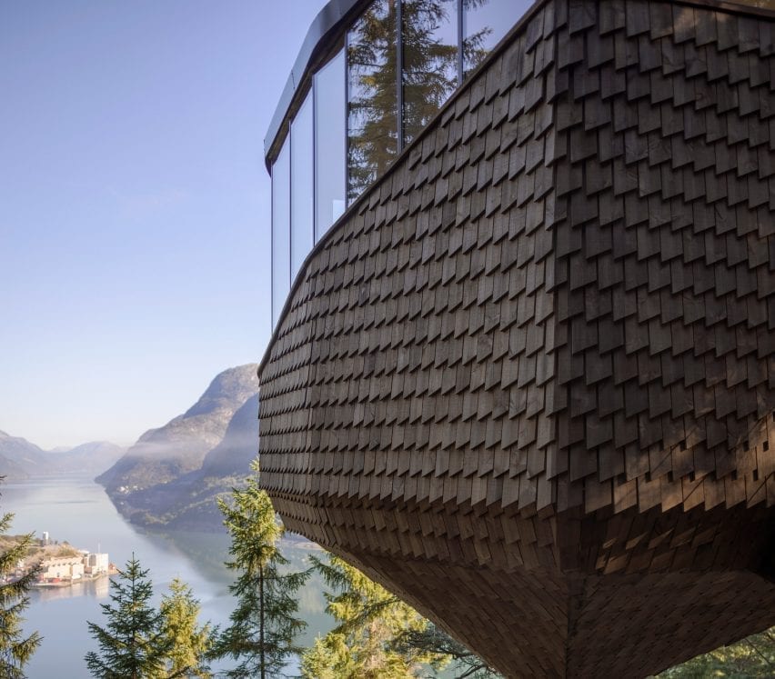 Timber shingles clad the exterior