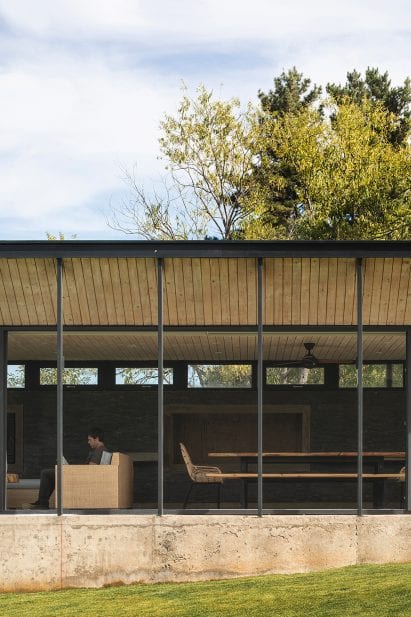 Glass facades on house