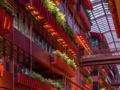 The Henderson CIFI Tiandi building has a bright red finish