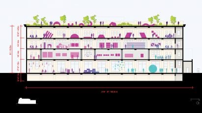 Section drawing of The Centre Pompidou Jersey City