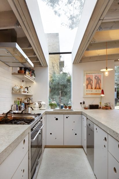 Concrete counter tops in kitchen extension