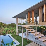 Swimming pool at Ksaraah house in Bangalore by Taliesyn