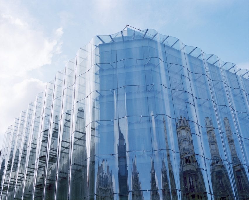 An undulating glass facade