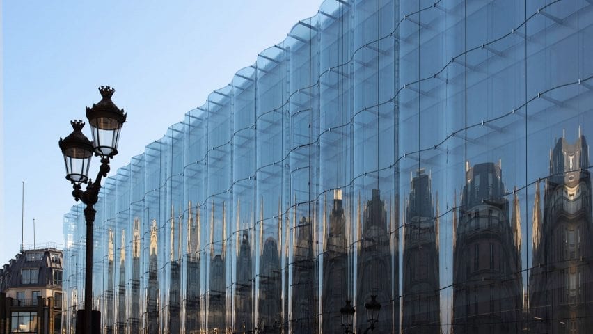An undulating glass facade