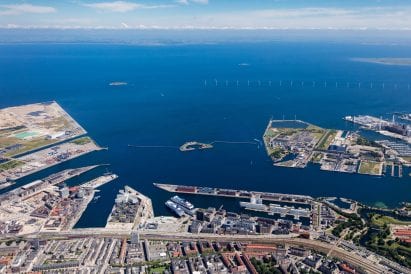 Areal photo of water where Lynetteholm will be
