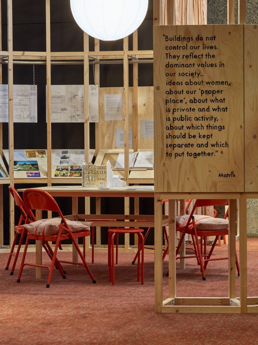 Quote from Matrix feminist design collective on wall text