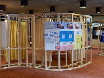 Exterior of the Matrix How We Live Now exhibition structure