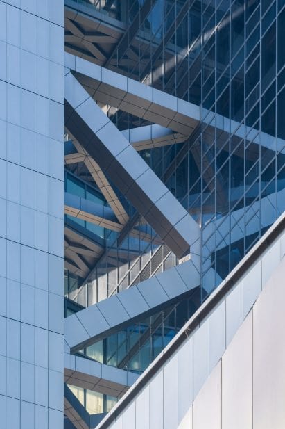 Structural bracing on Hanking Center supertall skyscraper