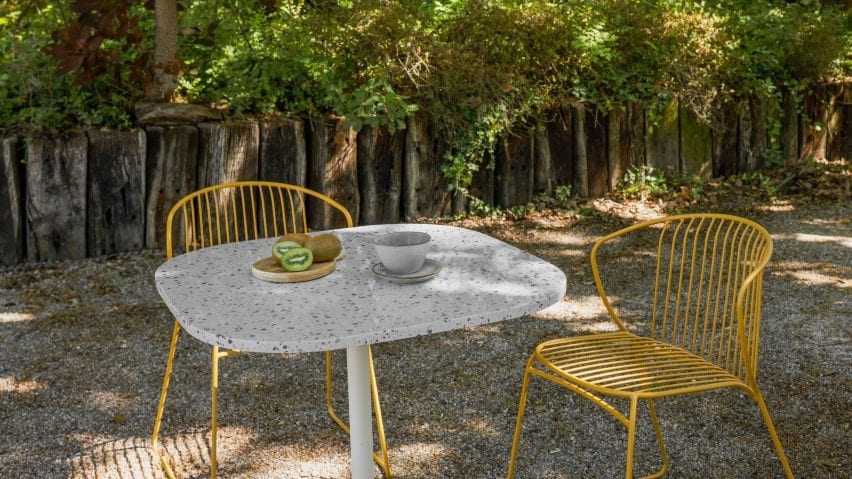 Not Out outdoor chair and Notable table by True Design