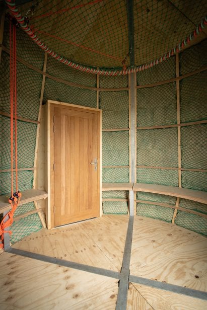 Circular bench in hut