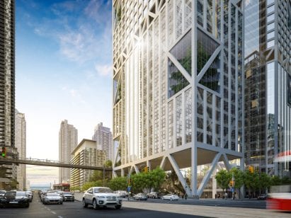 Render of tower base from street level