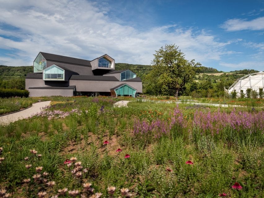 architect designed buildings surround the gardens