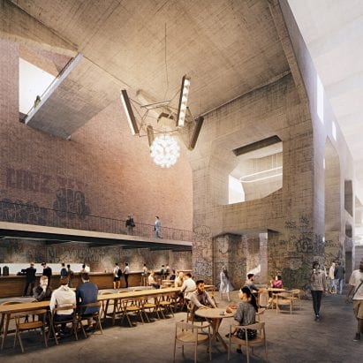 A cafe in a converted power plant by Herzog & de Meuron