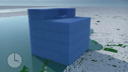 Still from data visualisation showing the rate of global emissions