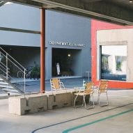 The store has exposed concrete walls