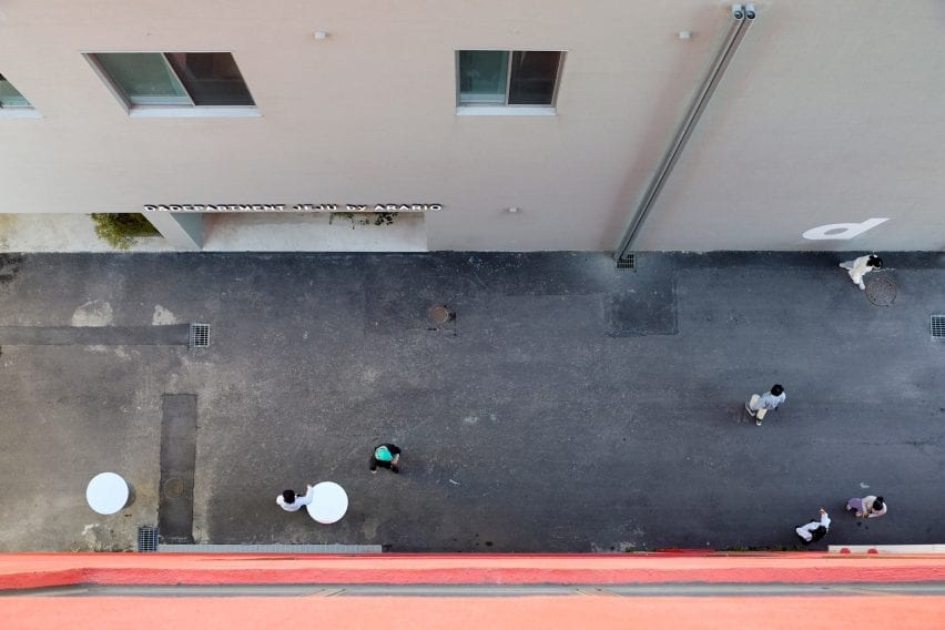 View of the street below from the building