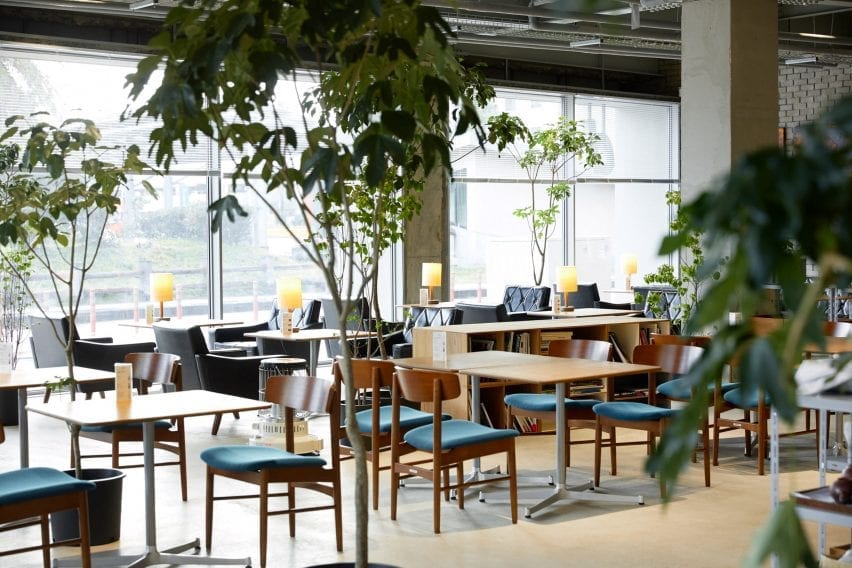 Trees are placed between dining spaces