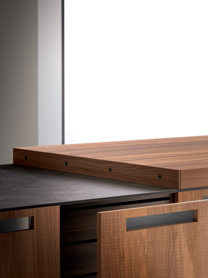 Recessed kitchen handle for Boffi kitchens