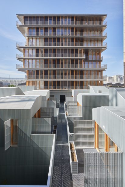 A timber-clad apartment block in Paris