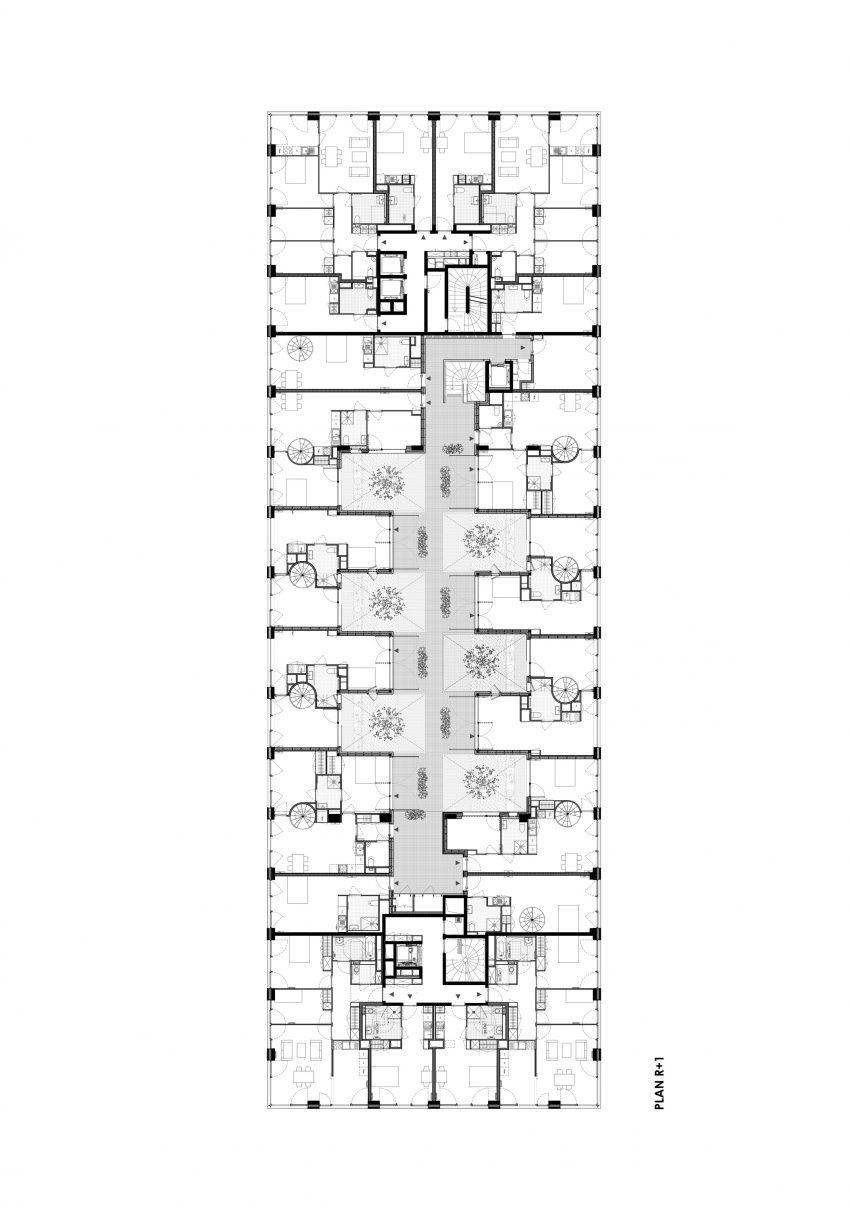 Floor plan of a mixed-use development in Paris by Moussafir Architectes and Nicolas Hugoo Architecture