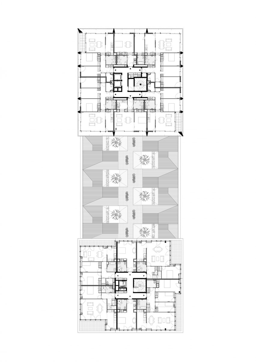 Floor plan of a mixed-use development in Paris by Moussafir Architectes and Nicolas Hugoo Architecture