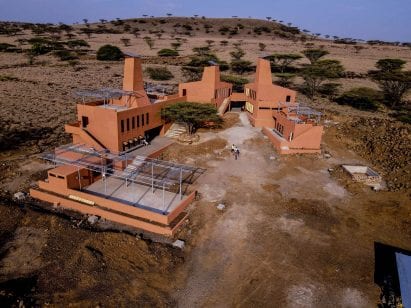An aerial view of a campus by Kéré Architecture
