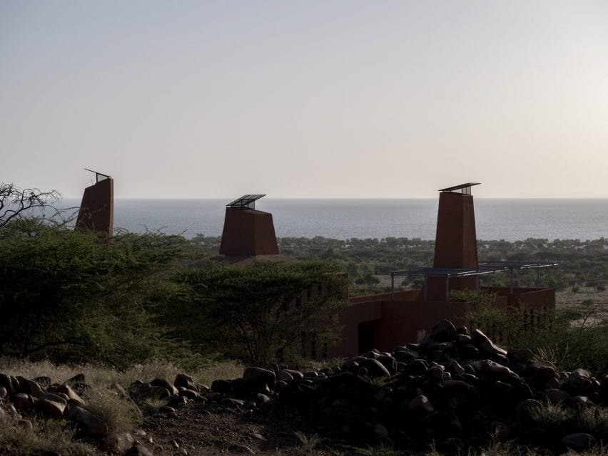 Three ventilation chimneys