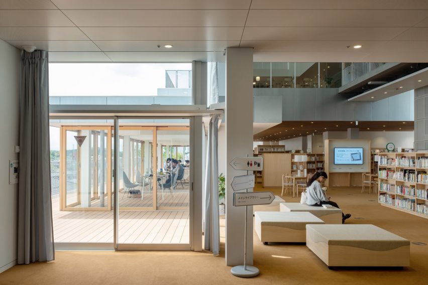 Terraces are adjoined to the library spaces
