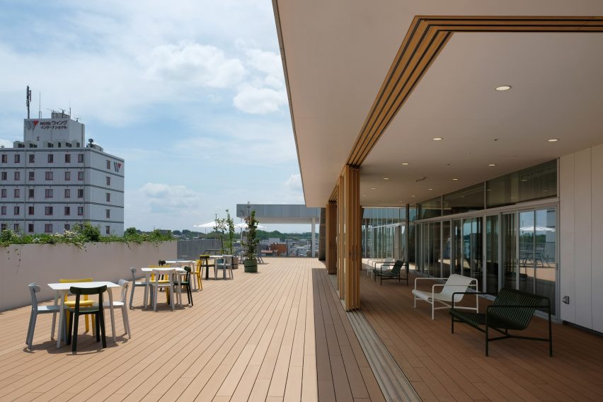 There are terraces on the upper levels