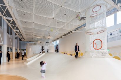 There is climbing nets and slides