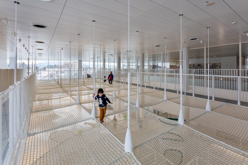 Children can play at the netted area