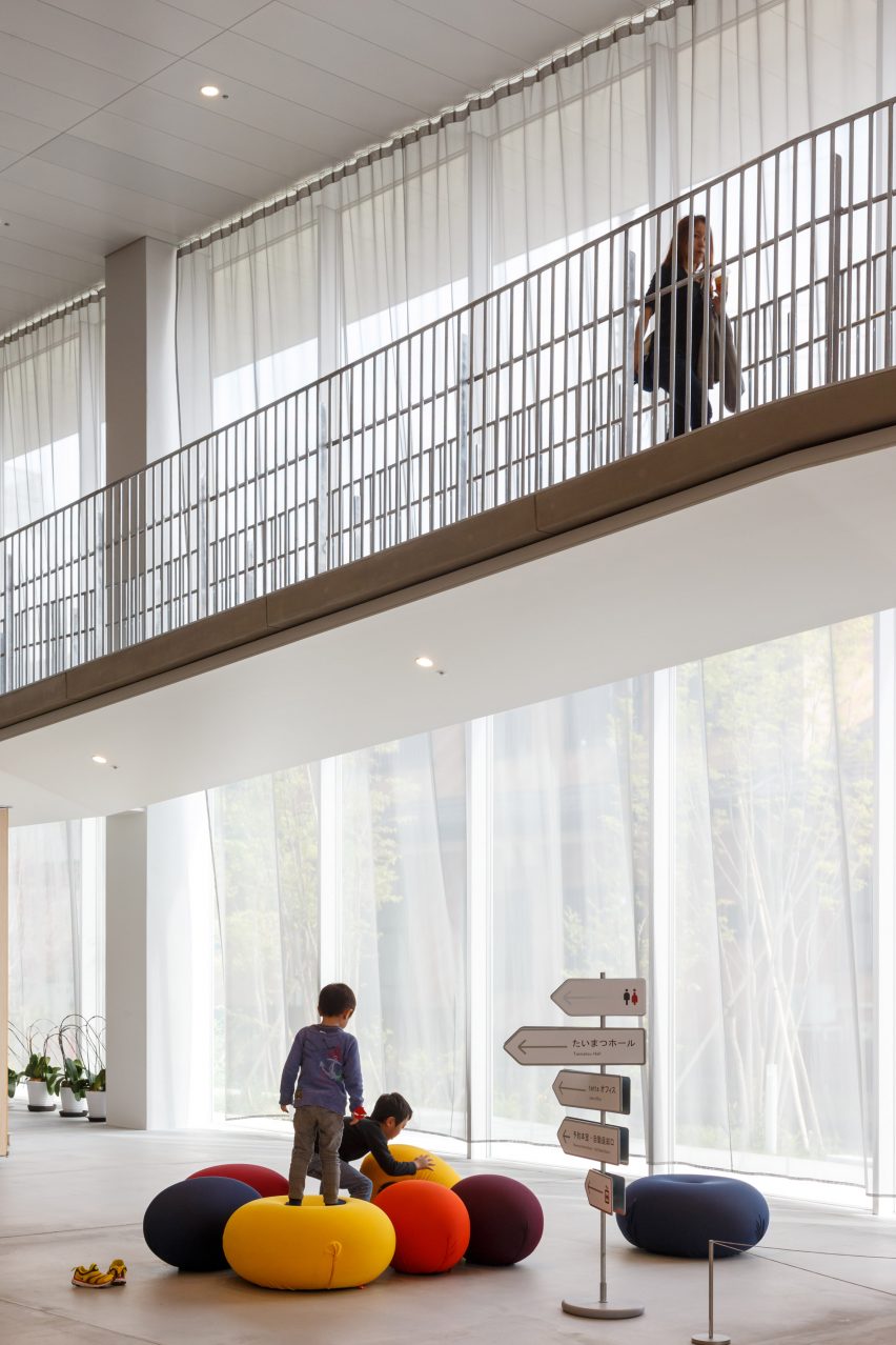 Sheer curtains surround the interior
