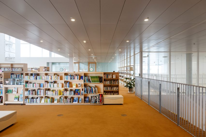 The library has a warm interior