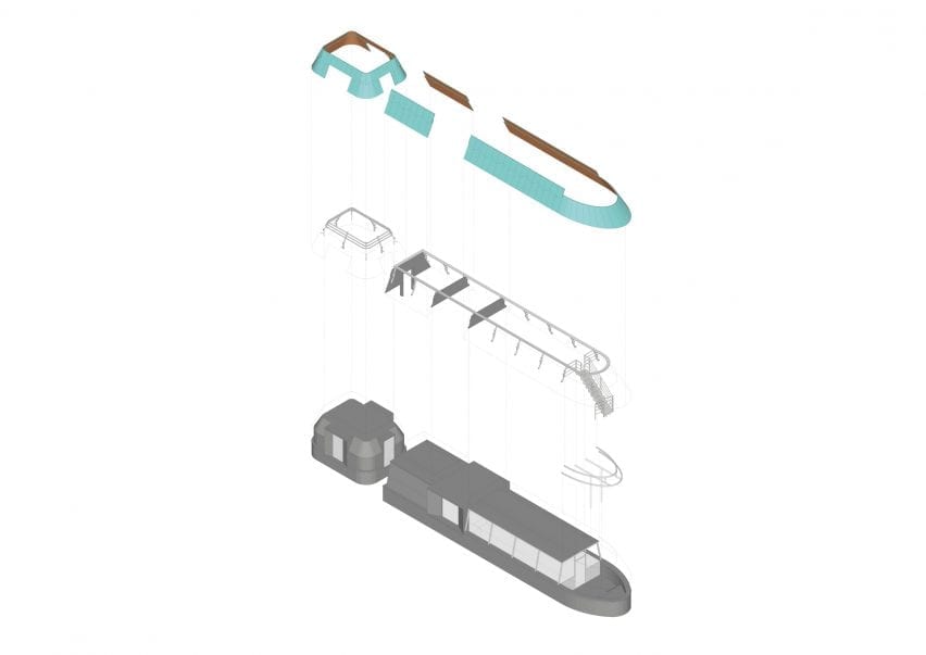 Axonometric drawing of the boat