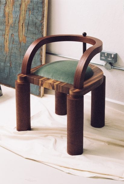 A chair was upholstered with green velvet