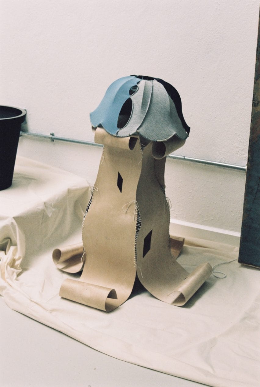 Wood and fabric lamp by Eduard Barniol