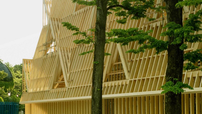 Wood was used to recreate a frame of a house