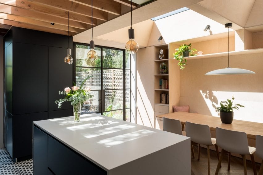 There is a kitchen island