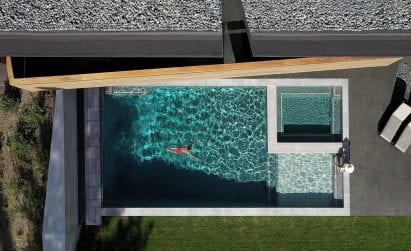 Aerial view of the outdoor swimming pool