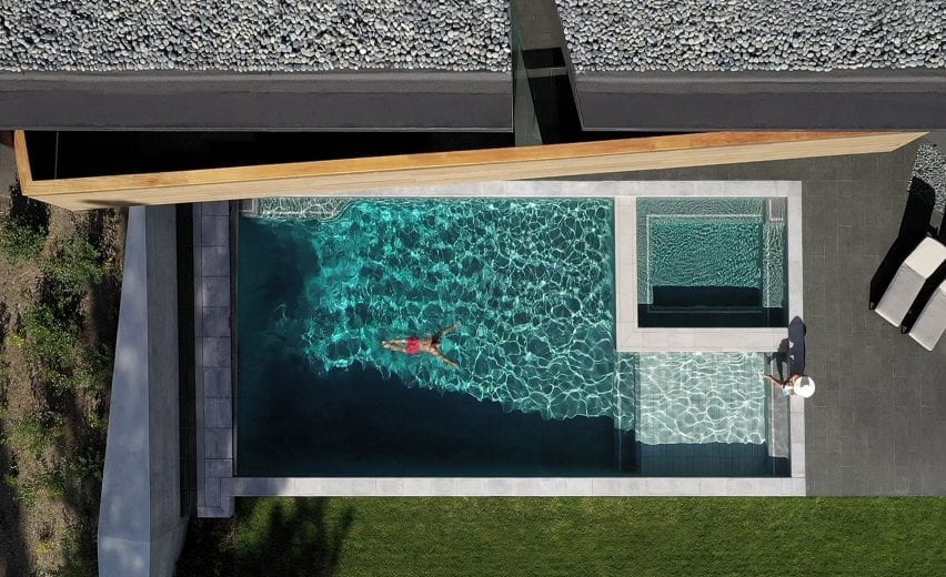 Aerial view of the outdoor swimming pool